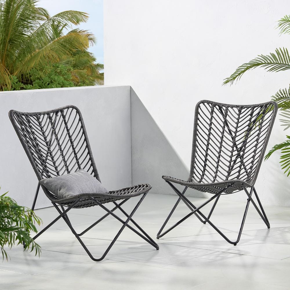 Best Seller Set of 2 Wicker Outdoor Accent Chairs for Patio, Deck, Garden, 
