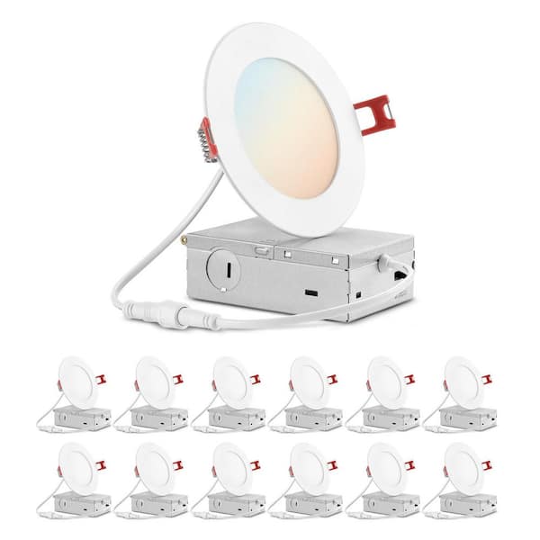 4 in. Adjustable CCT Builder Series Canless Integrated LED UltraSlim Recessed Light-12 Pack