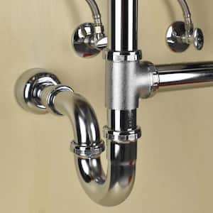 1-1/2 in. Chrome-Plated Brass Sink Drain Outlet Waste Slip-Joint Tee