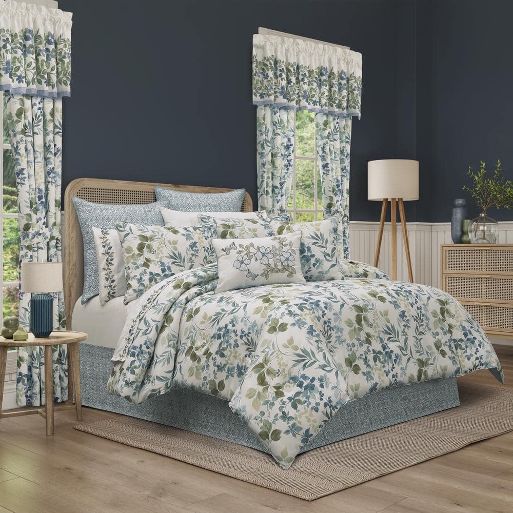 Elwood 4-Pieces Blue Polyester Queen Comforter Set