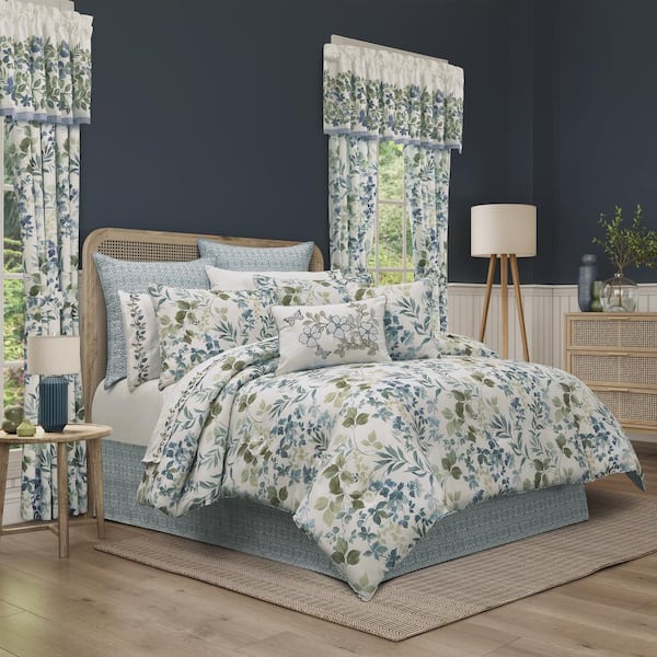 Unbranded Elwood 4-Pieces Blue Polyester Queen Comforter Set