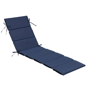 24"*80" Portable Multi-Piece Patio Outdoor Chaise Lounge Chair Cushion in Navy Blue