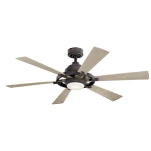 Iras 52 in. Integrated LED Indoor/Outdoor Weathered Zinc Downrod Mount Ceiling Fan with Light and Switch