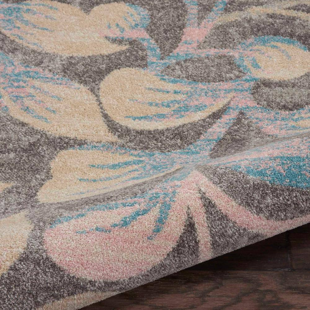 Grey and Beige Floral Synthetic 8' x 10' Area Rug