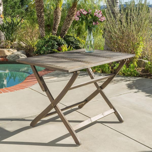 FASHION FINESSE LLC Rectangular Solid Wood Foldable Outdoor Dining Table