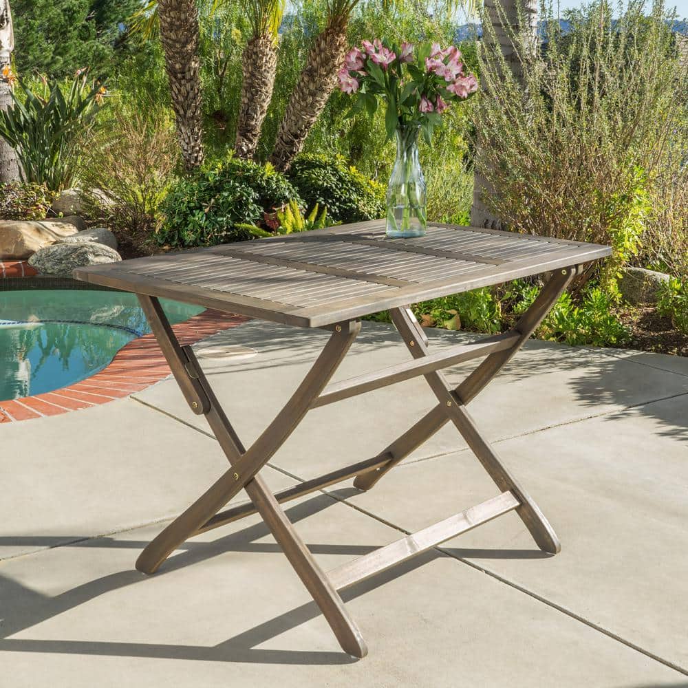 Rectangular Solid Wood Foldable Outdoor Dining Table