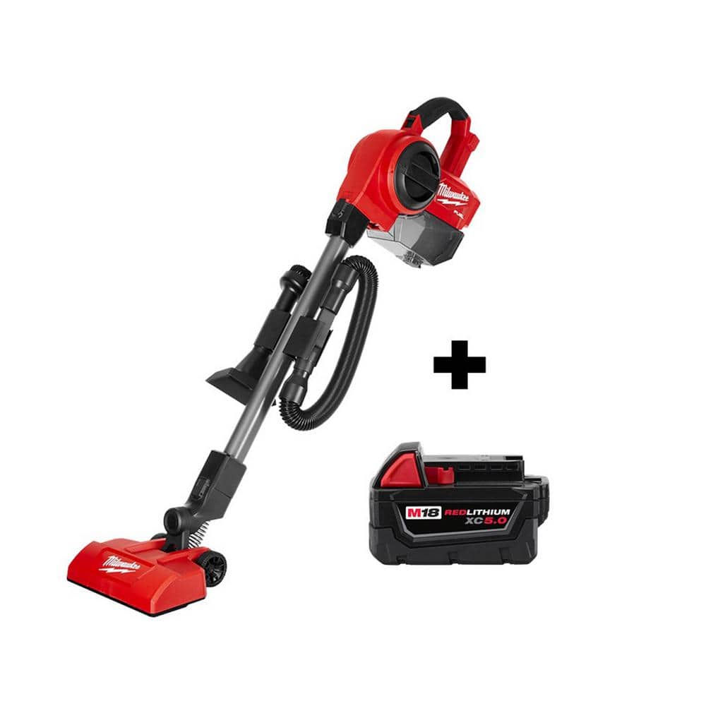 Milwaukee M18 FUEL 18-Volt Lithium-Ion Brushless .25 Gal. Cordless Jobsite Wet/Dry Vacuum with (1) M18 5.0 Ah Battery 0940-20-48-11-1850 - The Home Depot