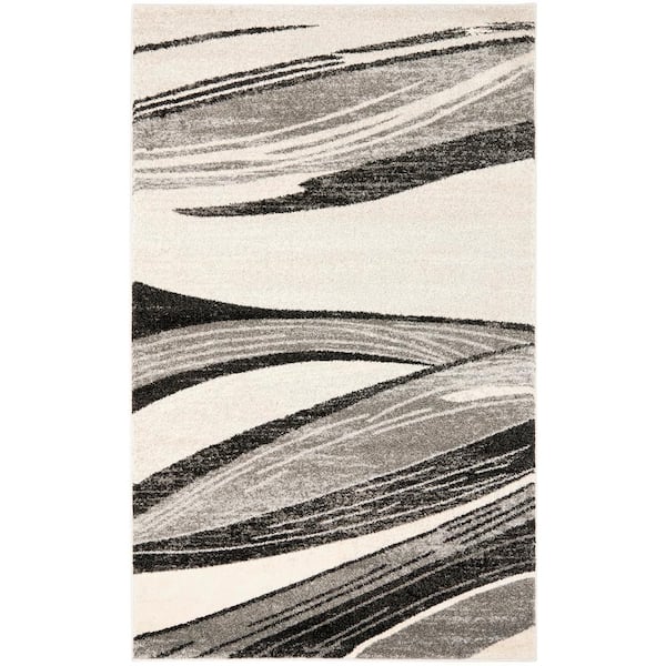 SAFAVIEH Retro Light Gray/Ivory 9 ft. x 12 ft. Striped Area Rug
