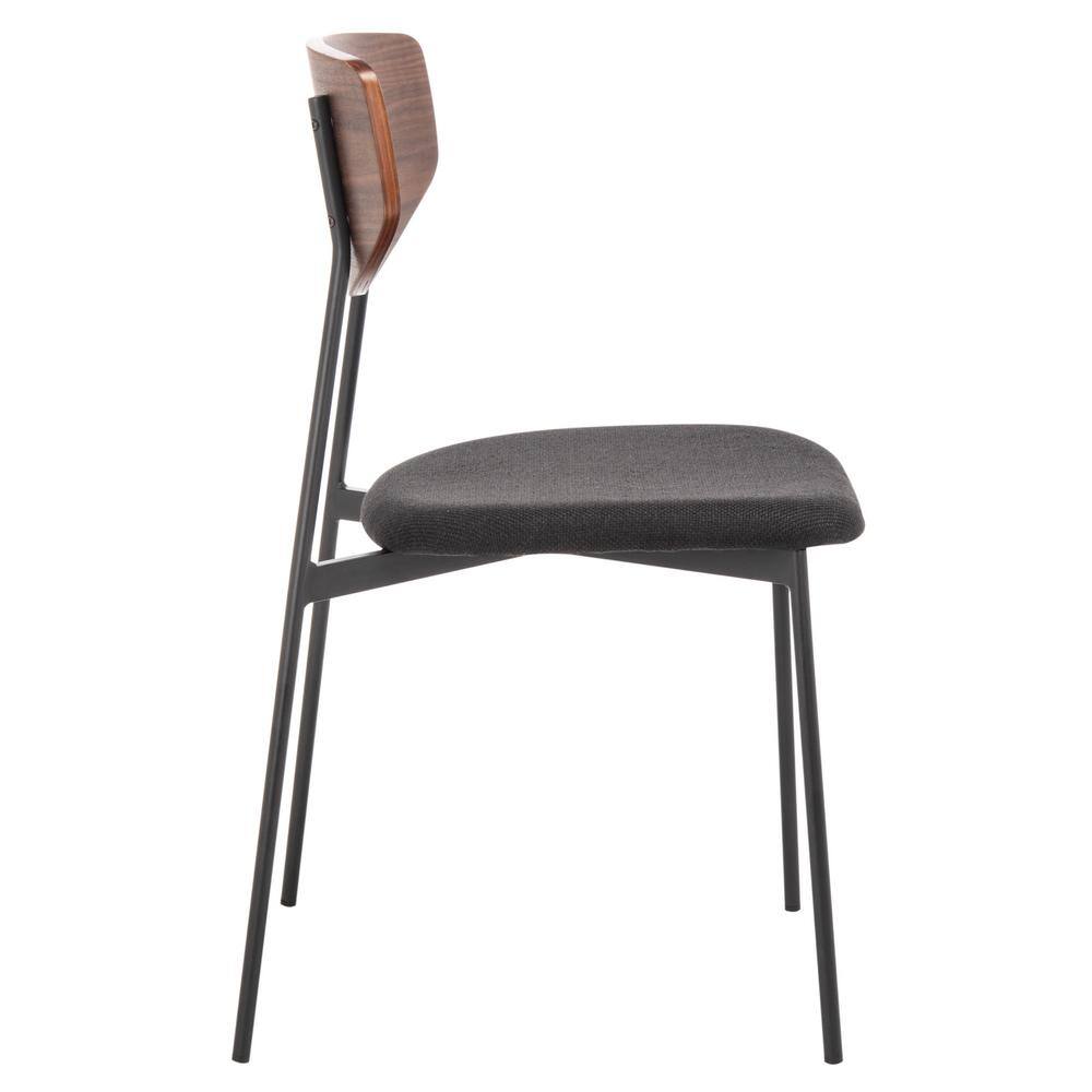 Walnut and Black Upholstered Metal Side Chair Set