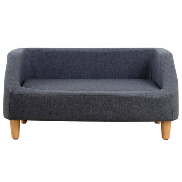 gray dog sofa