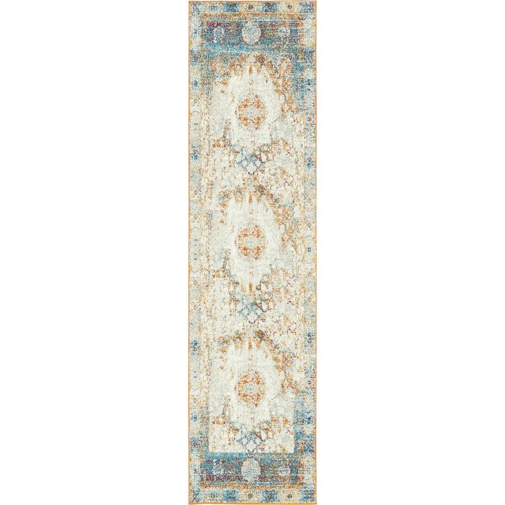 Venice Collection Luxe Beige Abstract Runner Rug 2'7" x 10'