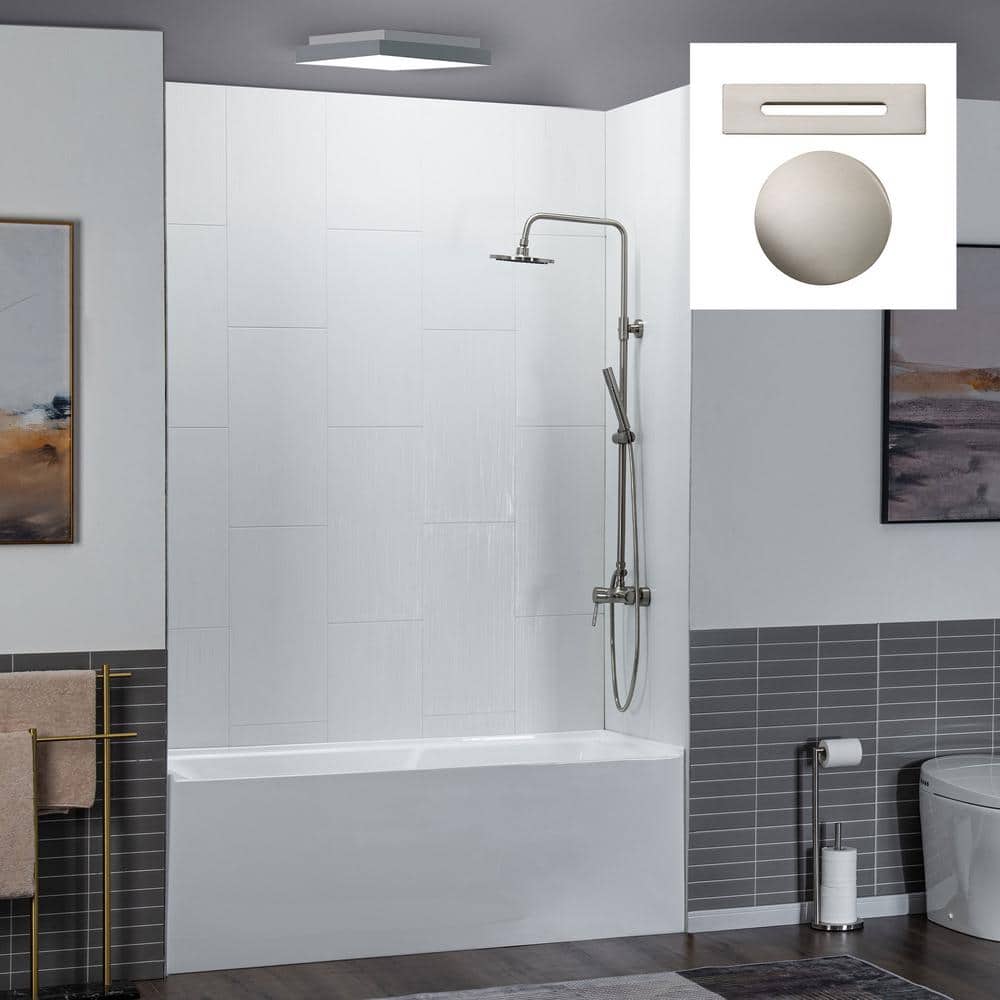 Vine 60'' White Acrylic Alcove Soaking Bathtub