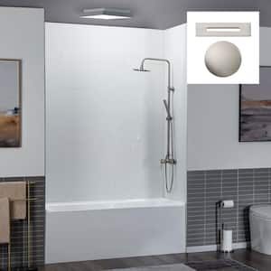 60 in. x 30 in. Acrylic Soaking Alcove Rectangular Bathtub with Right Drain and Overflow in White with Brushed Nickel