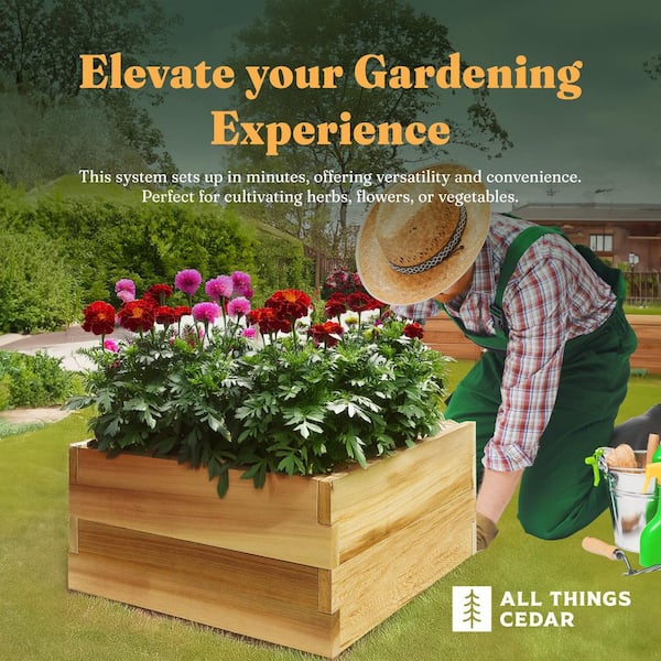 All Things Cedar 2 ft. sq. 2 Tier Raised Garden Box, Western Red