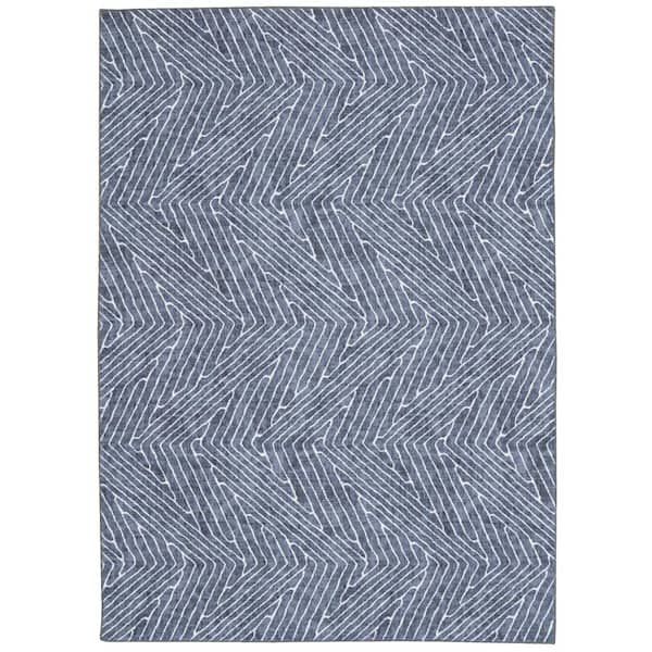 Linon Home Decor Washable Liam Grey/Ivory 5 ft. x 7 ft. Abstract Rectangle Area Rug