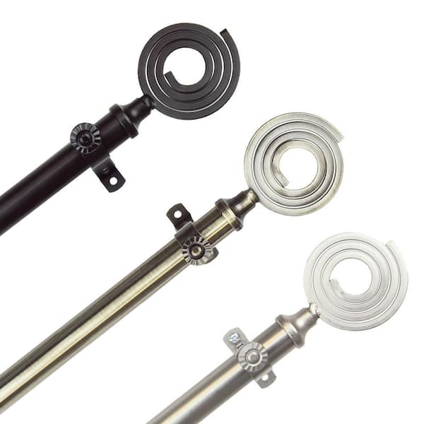 EMOH 18 in. to 28 in. Adjustable 13/16 in. Michelle Single Curtain Rod in Satin Nickel