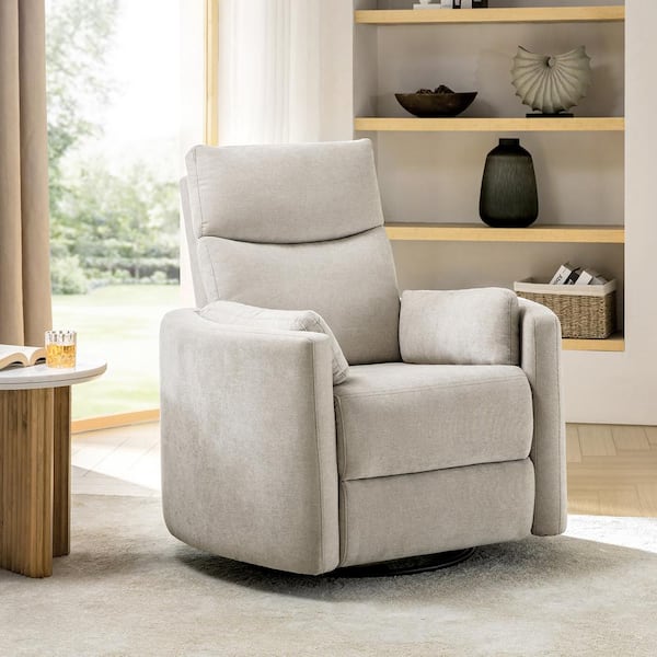 JAYDEN CREATION Flora Tan Contemporary Swivel Rocker Power Recliner