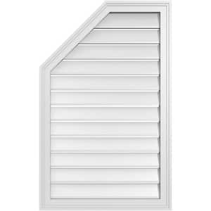 24 in. x 38 in. Octagonal Surface Mount PVC Gable Vent: Functional with Brickmould Frame