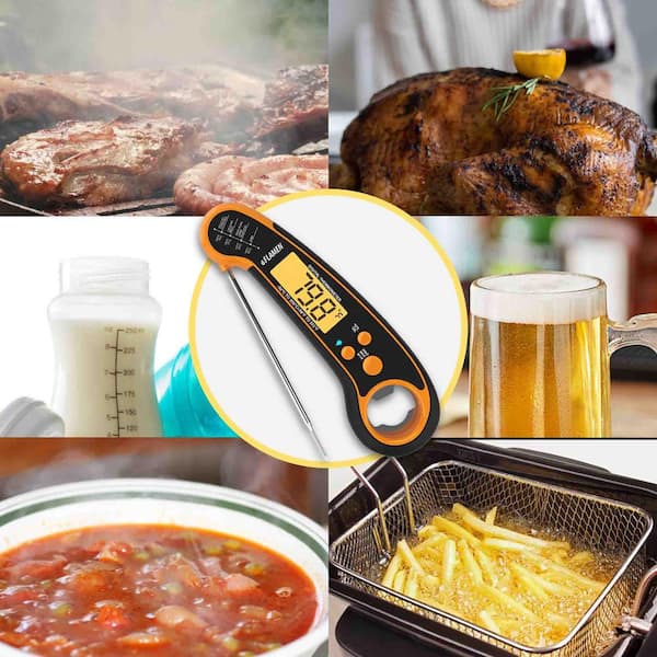 Flamen Instant Read Digital Meat Thermometer (Orange)