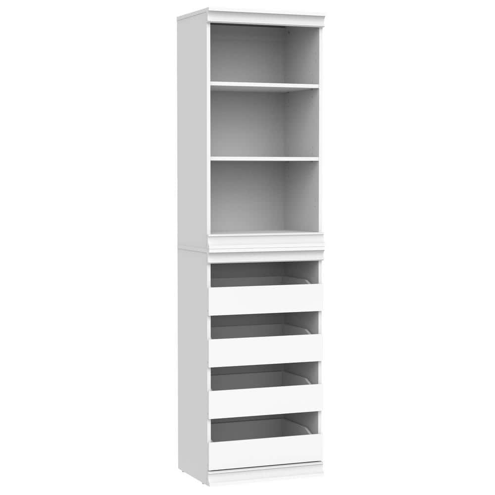 Modular Storage 21.38 in. W White Reach-In Tower Wall Mount 3-Shelf Wood Closet System