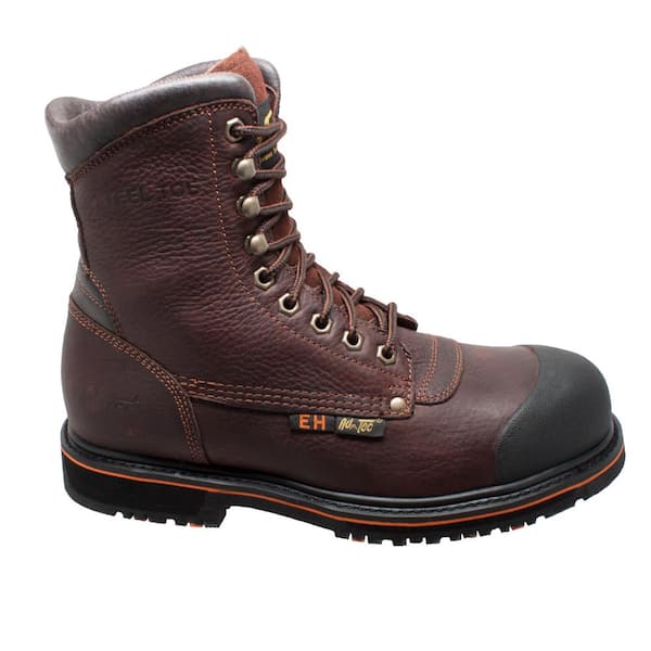 AdTec Men's Tumbled 8'' Work Boots - Steel Toe - Dark Brown Size 10.5(W)