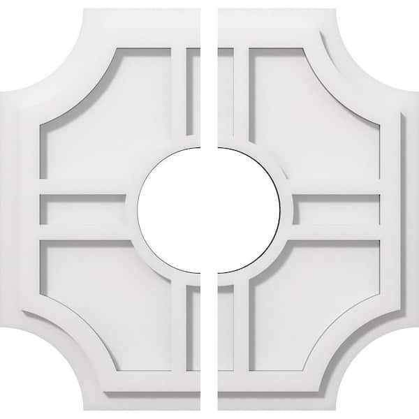 Ekena Millwork 1 in. P X 5-1/4 in. C X 16 in. OD X 5 in. ID Haus Architectural Grade PVC Contemporary Ceiling Medallion, Two Piece