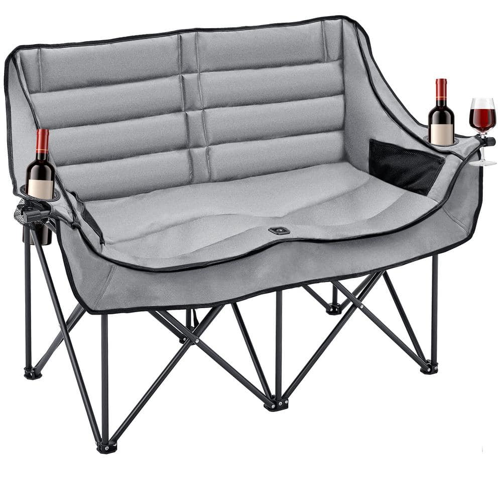 BOZTIY XXXL Oversized 2 Person Fully Padded Camping Chair Heavy Duty Portable Folding Lawn Chair Patio Chair 990 lbs. Capacity SRY-16T-GRAYHD01 - The Home Depot