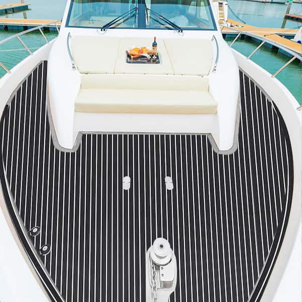EVA Foam Faux Teak Boat Decking Sheet 94.5 in. x 47.2 in. 6 mm Thick  Non-Skid Self-Adhesive for Boat Flooring