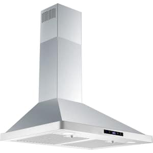 30 in. 700CFM Ducted Insert Range Hood in Sliver Stainless Steel Wall Mount Range Hood Tempered Glass LED Lights, 3Speed