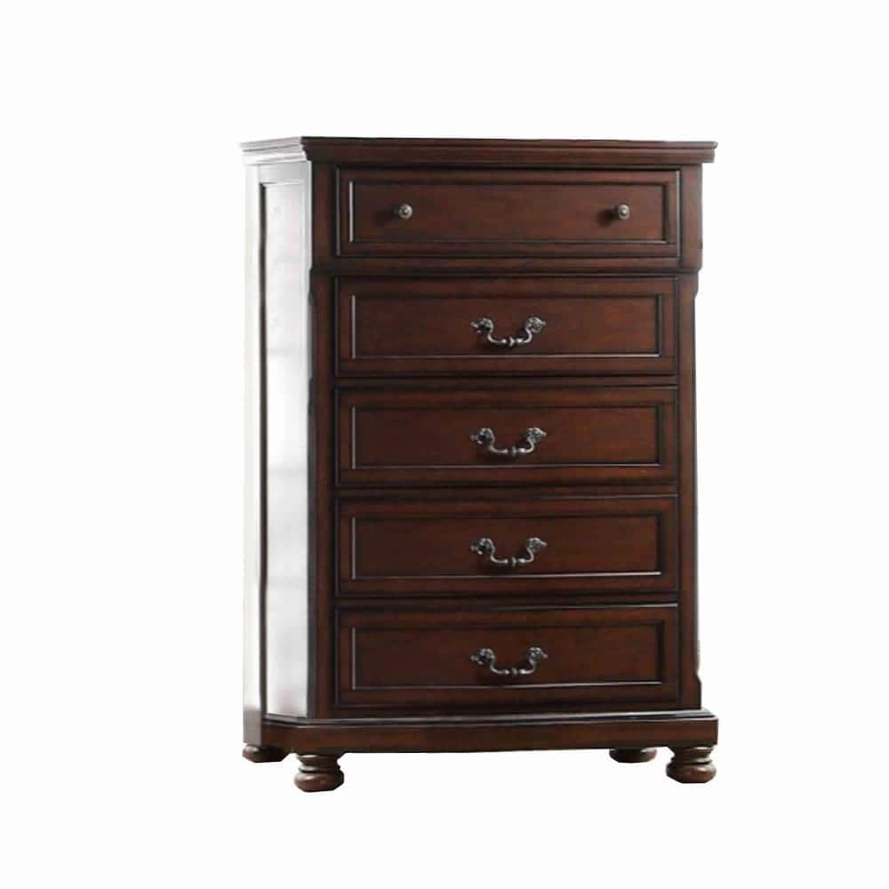 Benjara 18 In. Dark Brown 5 Drawer Chest Of Drawers BM171349 - The Home ...