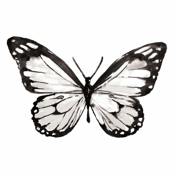 RoomMates Black and White Watercolor Butterfly Peel and Stick Giant Wall Decals
