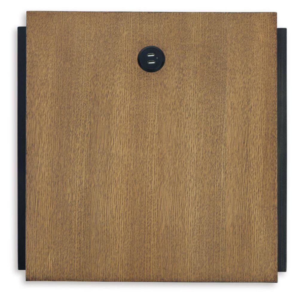 Contemporary Black and Brown Wood Metal End Table with Storage