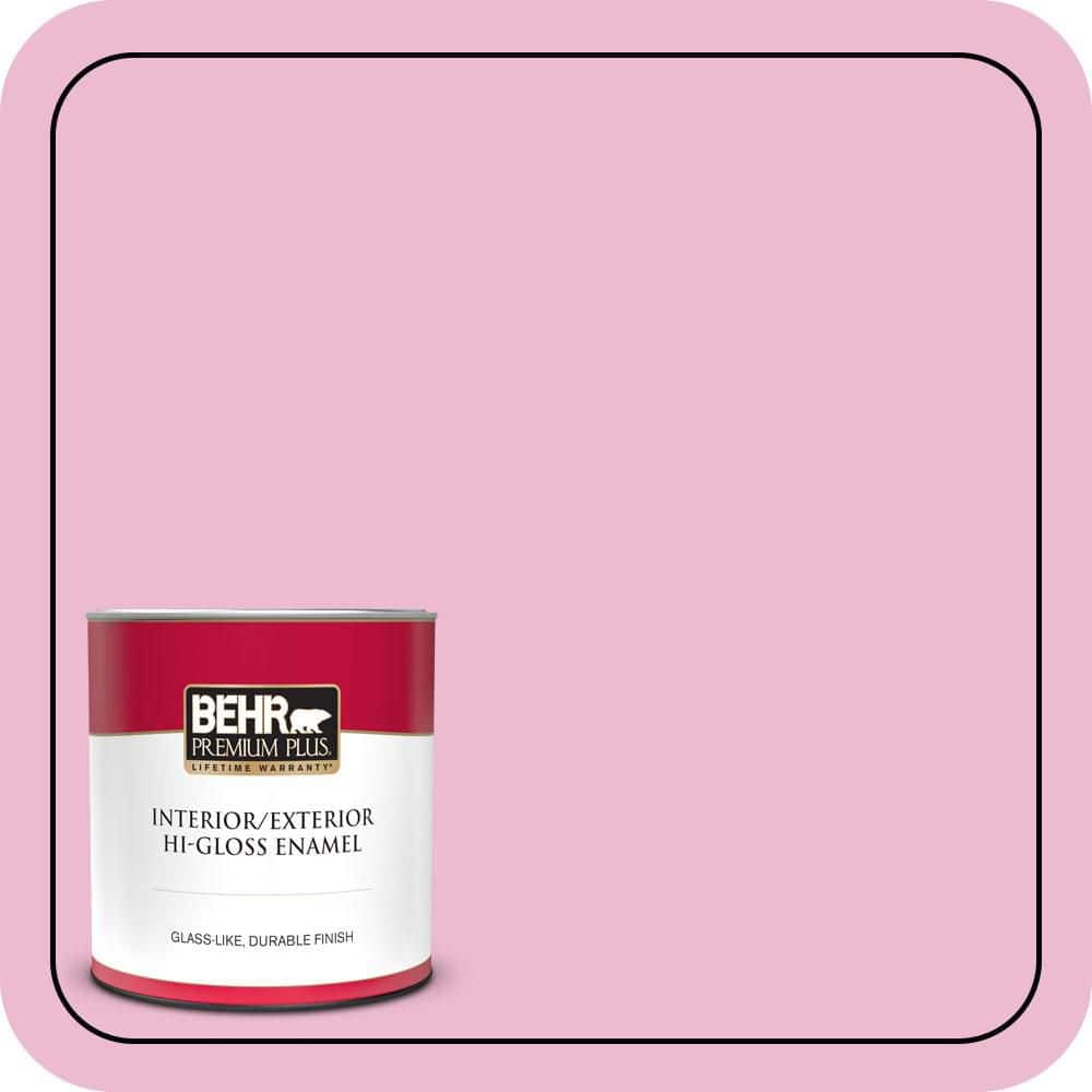 BEHR PREMIUM PLUS 1 qt. #P130-2A Dainty Pink Hi-Gloss Enamel Interior ...