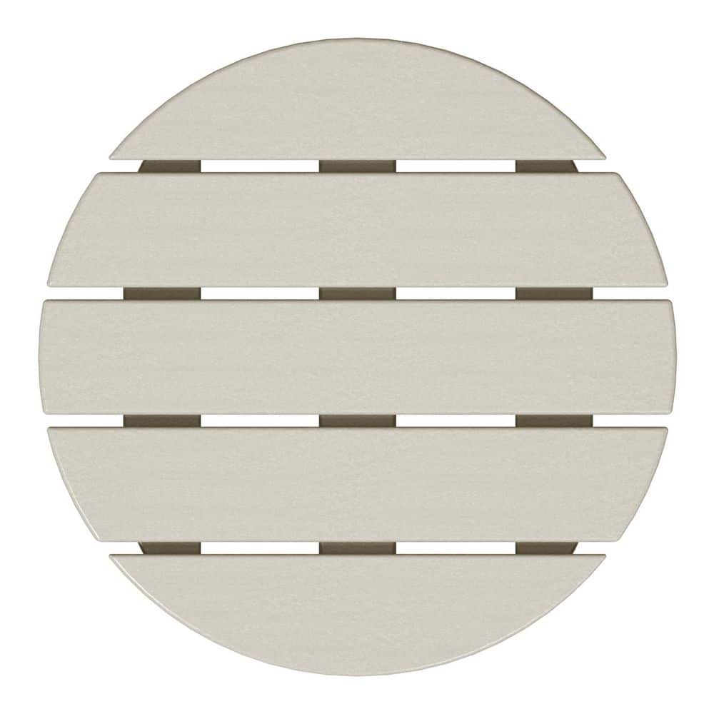 Beige 18" Round Polywood Outdoor Side Table