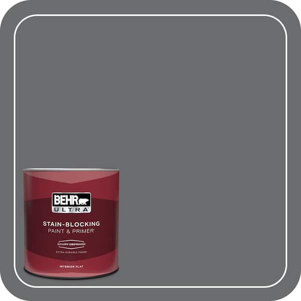 BEHR ULTRA 1 qt. #770F-5 Dark Ash Extra Durable Flat Interior Paint & Primer