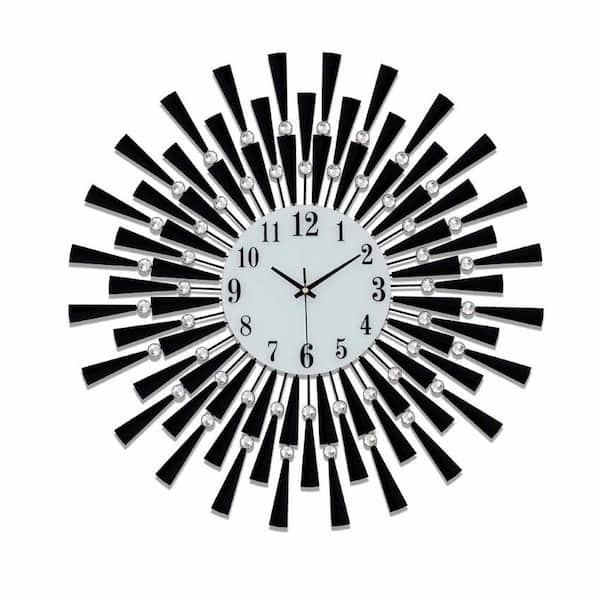 Unbranded 24 in. Round Metal Crystal Retro Wall Watch Clock