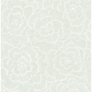 Periwinkle Green TextuRed Floral Paper Strippable Roll (Covers 56.4 sq. ft.)