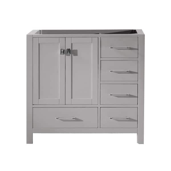 Virtu USA Caroline Avenue 36 in. W x 22 in. D x 33.5 in H Bath Vanity Cabinet without Top in Gray
