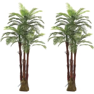 6 ft. Green Artificial Triple Tropical Palm Artificial Plant Tree, 2 Pcs