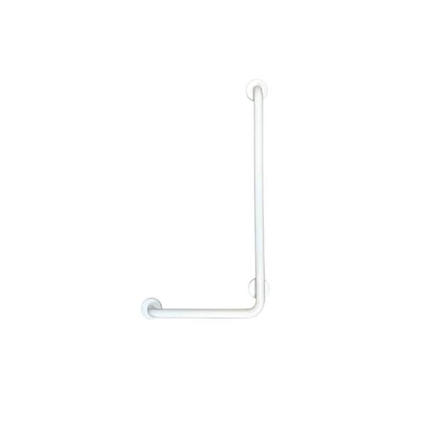 CSI Bathware 16 in. x 32 in. Left Hand Vertical Angle Grab Bar in Powder White