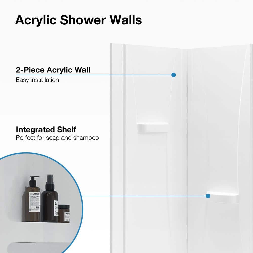 Breeze 38" Clear Glass Chrome Corner Shower Kit