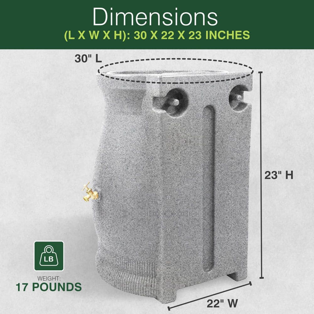 Light Granite 50 Gallon Plastic Rain Barrel with Planter