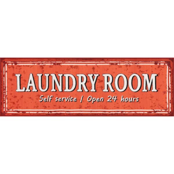 nuLOOM Graphic Machine Washable Laundry Mat Red Doormat 20 in. x 59 in. Laundry Mat