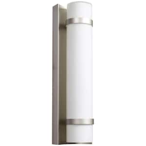 Cilindro 1-Light Brushed Steel LED Outdoor Wall Lantern Sconce