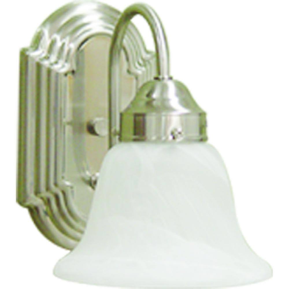 Marti Brushed Nickel 6" Vanity Wall Sconce with Alabaster Glass Shade