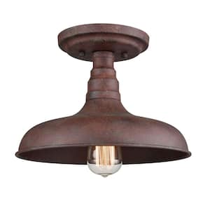 11.54 in. 1-Light Brown Modern Semi-Flush Mount with No Glass Shade and No Bulbs Included (1-Pack)