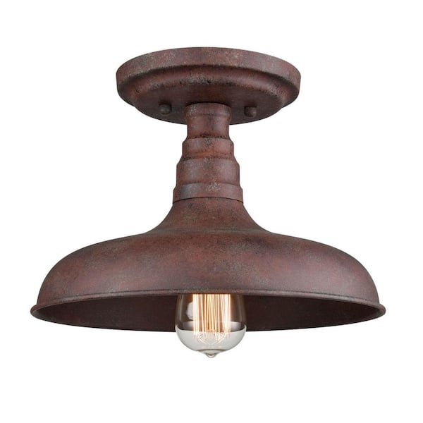 CLAXY 11.54 in. 1-Light Brown Modern Semi-Flush Mount with No Glass Shade and No Bulbs Included (1-Pack)