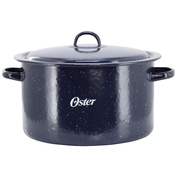 Oster Castillo 11 qt. Enamel on Steel Stock Pot with Lid in Blue