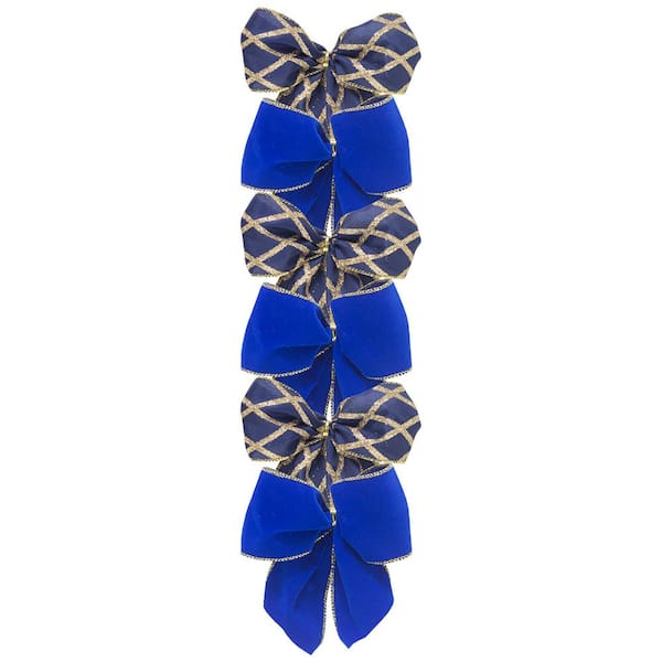 NEW TRADITIONS SIMPLIFY YOUR HOLIDAY New Traditions 53 in. Blue Silver Diamond Christmas Tree Topper with 12 Matching Mini Bows