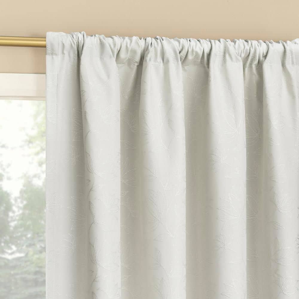 Bronte Floral Jacquard Pearl 50 in. W x 84 in. L Rod Pocket 100% Blackout Curtain (Single Panel) price history on PriceWatchPro